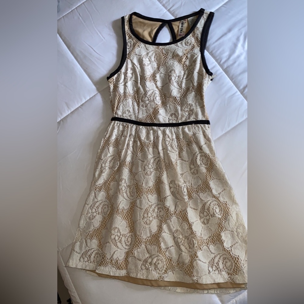 mimi chica white lace with black trim dress